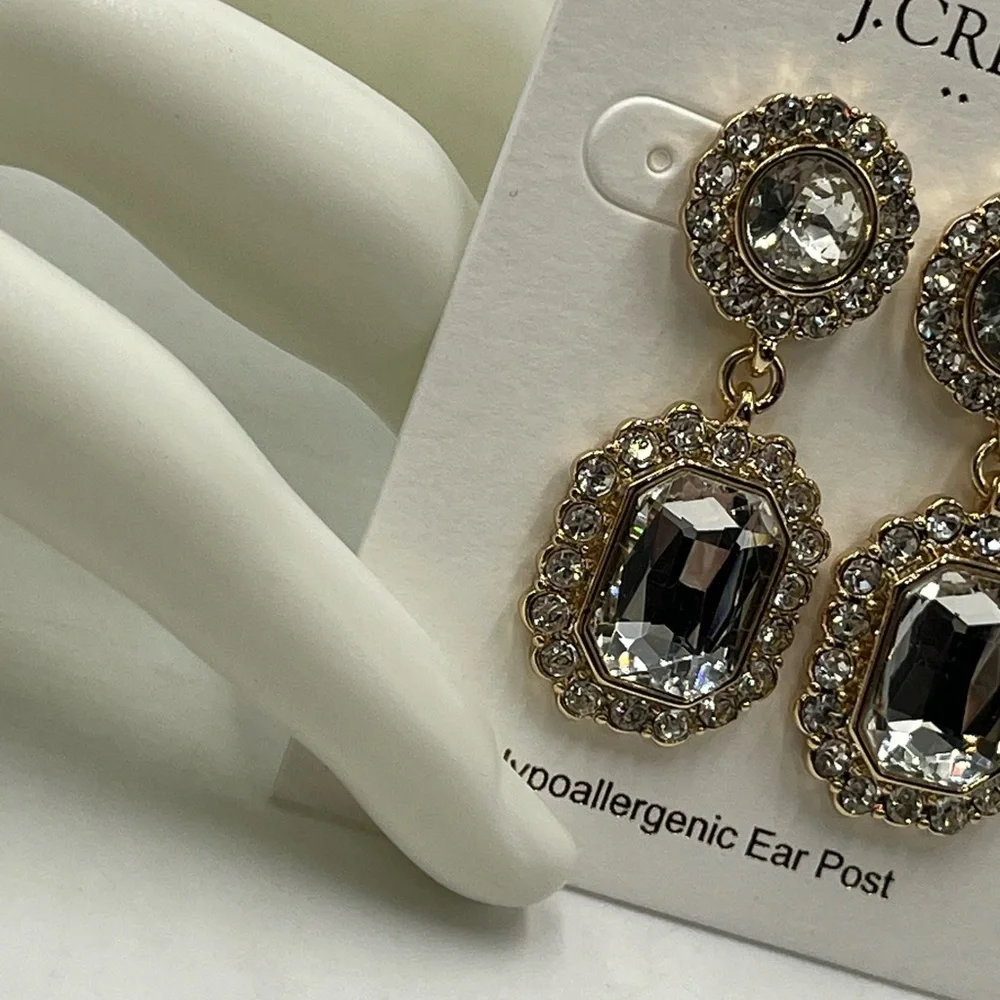 J. Crew Gold Tone Crystal Drop‎ Dangle Earrings Item BW082 New